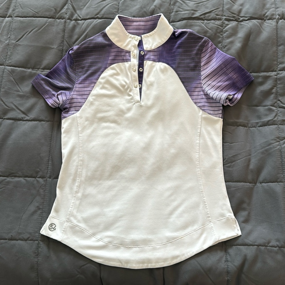 Chase 54 ladies’ golf top-white/purple. Size S
